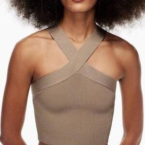 Aritzia sculpt knit criss cross cropped tank sweater